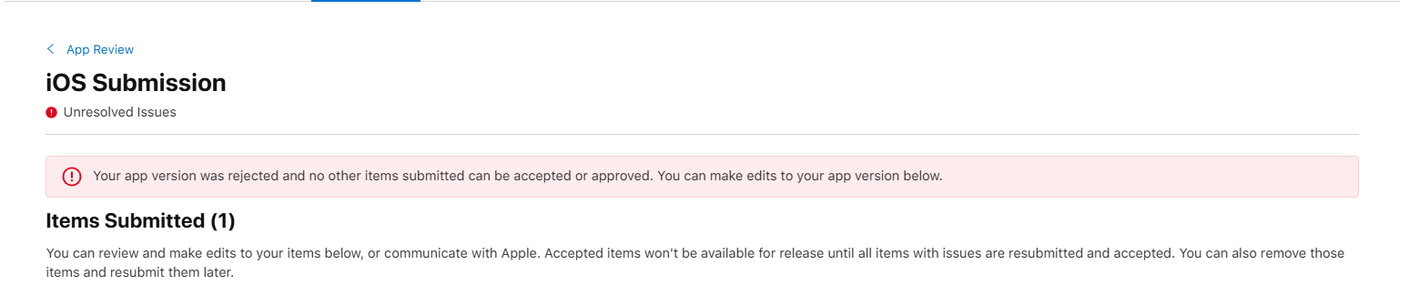 ios rejection